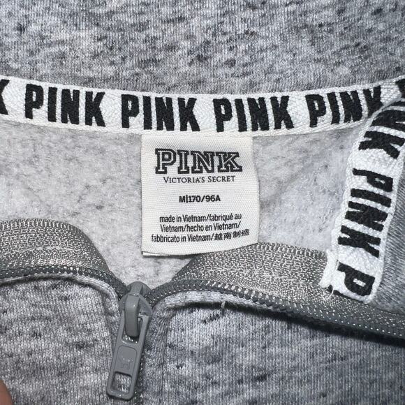 Gray Pink Colorful Victoria’s Secret Pink Quarter Zip Hoodie Size Medium - Picture 5 of 7